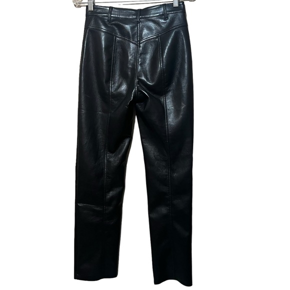 Aritzia Wilfred Rebel High Rise Vegan Leather Straight Leg Black Pants Size 2 26 - Picture 7 of 15